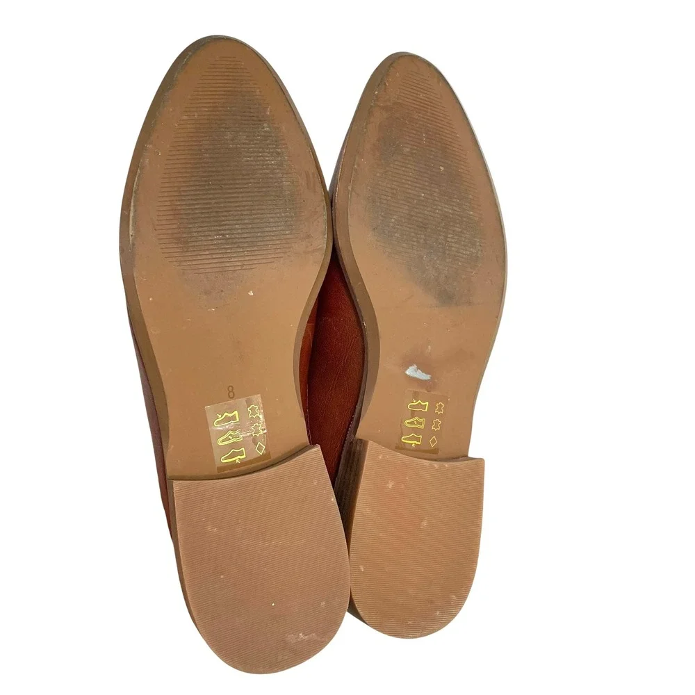 Madewell The Frances slide on leather‎ Loafer Mule Size 8 cognac brown